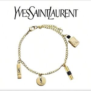 Yves Saint Laurent Gold Charm Bracelet with Iconic Charms